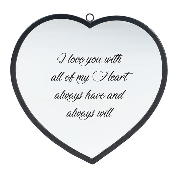 Elanze Designs Heart Shaped I Love You With All Of My Heart Black 8 x 8 Metal and Glass Wall Mounted Mirror