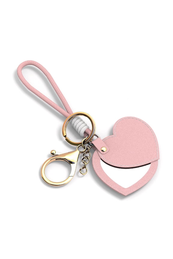 Heart Mirror Keychain Makeup Folding Mirror Keyring Pocket Compact Mirrors with Key Ring Bag Charms Handbag Accessories.