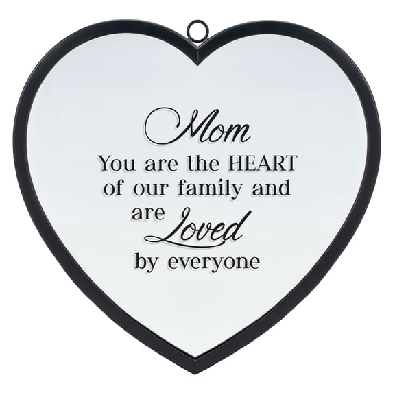 Elanze Designs Mom You Are The Heart Of Our Family Heart Shaped Black 12 x 12 Metal and Glass Wall Mounted Mirror