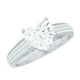thumbnail image 1 of Rosec Jewels Moissanite Heart Shaped Engagement Ring with Side Stones - 2 Carat - 8 mm - D-VS1 Quality Certified, 18K White Gold, US 12.50, 1 of 9