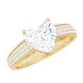 thumbnail image 1 of Rosec Jewels Moissanite Heart Shaped Engagement Ring with Side Stones - 2 Carat - 8 mm - D-VS1 Quality Certified, 18K Yellow Gold, US 12.50, 1 of 9