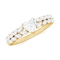 thumbnail image 1 of Rosec Jewels Moissanite Heart Engagement Ring with Side Stones - 1/2 Carat - 5 mm - D-VS1 Grade Certified, 10K Yellow Gold, US 7.00, 1 of 9