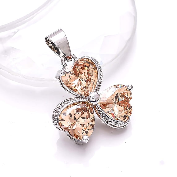 Heart - Morganite 925 Silver Platinum Plated Flower Pendant 0.90" P77721, Morganite Pendant, Gift For Her, Heart Pendant, Peach Pendant