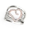 thumbnail image 1 of Heart Motif Filigree Diamond Ring in 14k White Rose Gold 1/4 cttw SZ 6, 1 of 4