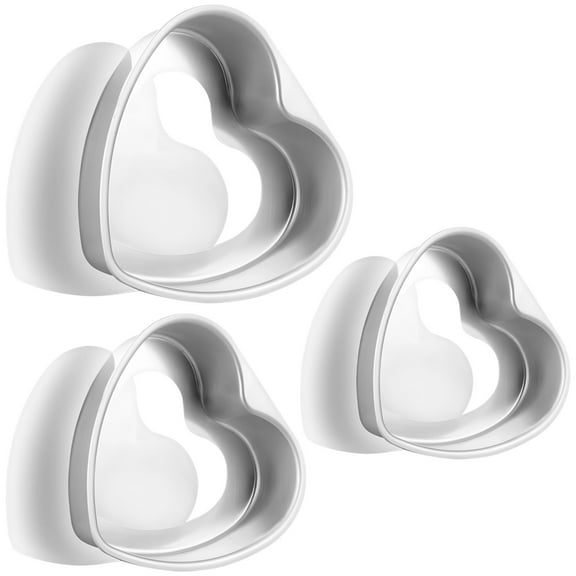 Heart Mousse Molds Set of 3, Aluminum Alloy Heart Cake Pans, 6 inch 8 inch 10 inch Heart Cake Pan, Anodized Leak-Proof Non-Stick for Baking Cakes
