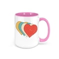 thumbnail image 1 of Heart Mug, Colorful Hearts, Valentine's Day Mug, Heart Coffee Cup, Gift For Her, Valentine's Mug, Sublimated Design, Vintage Hearts, Retro, PINK, 1 of 1