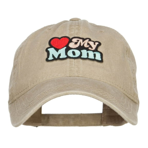 Heart My Mom Patched Washed Cap - Khaki OSFM