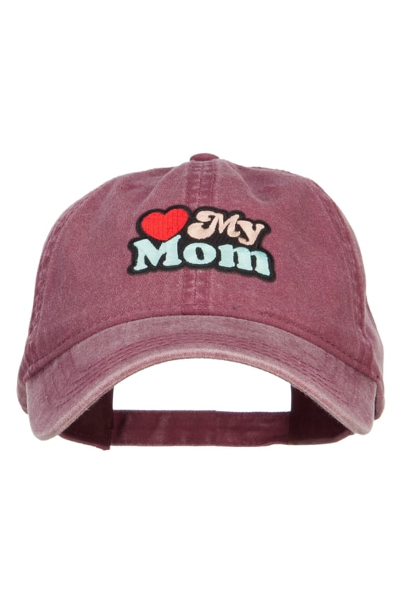 Heart My Mom Patched Washed Cap - Maroon OSFM