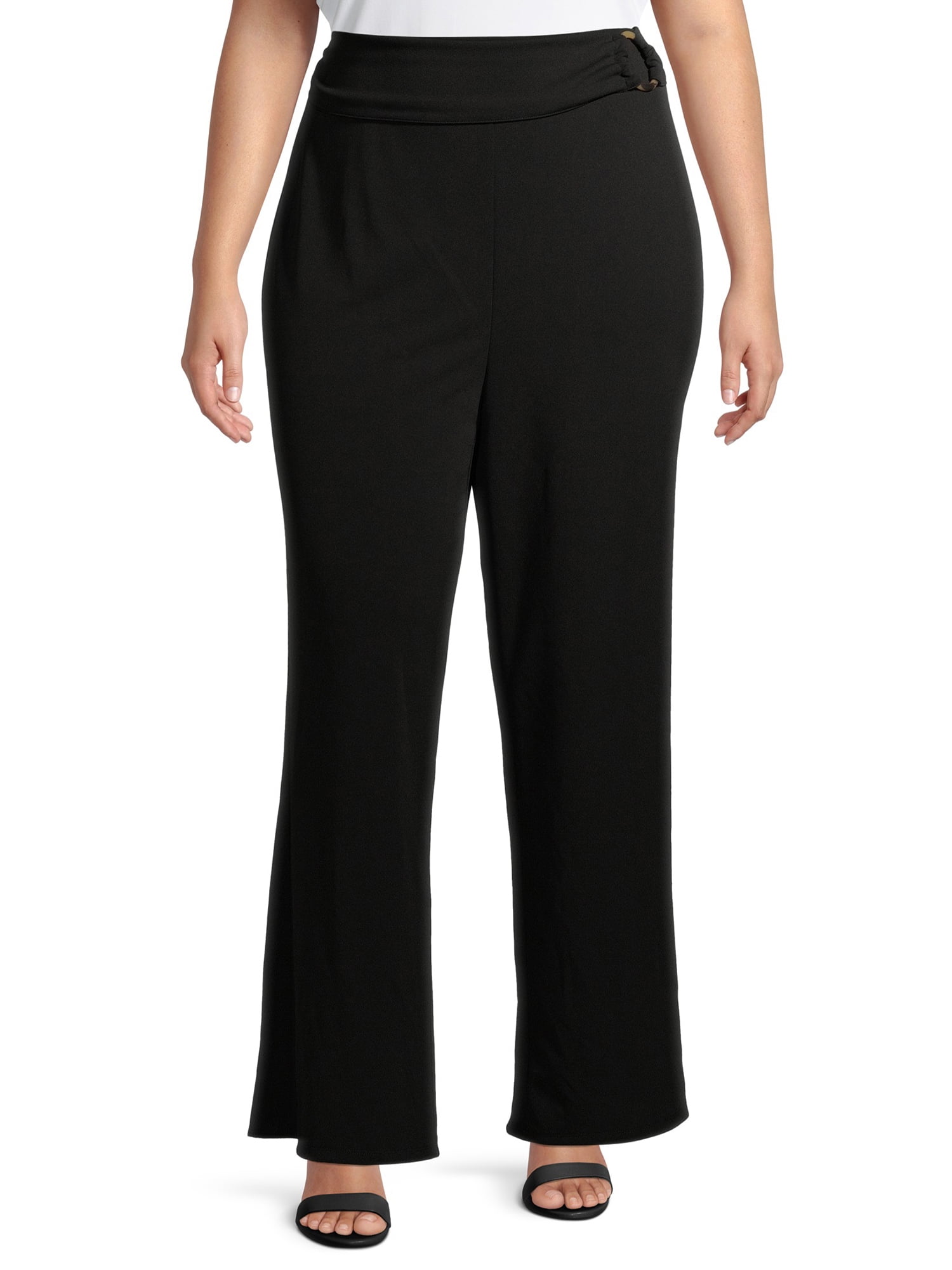 Heart N' Crush Plus Size Solid Wide Leg Pants with Foldover Waist ...