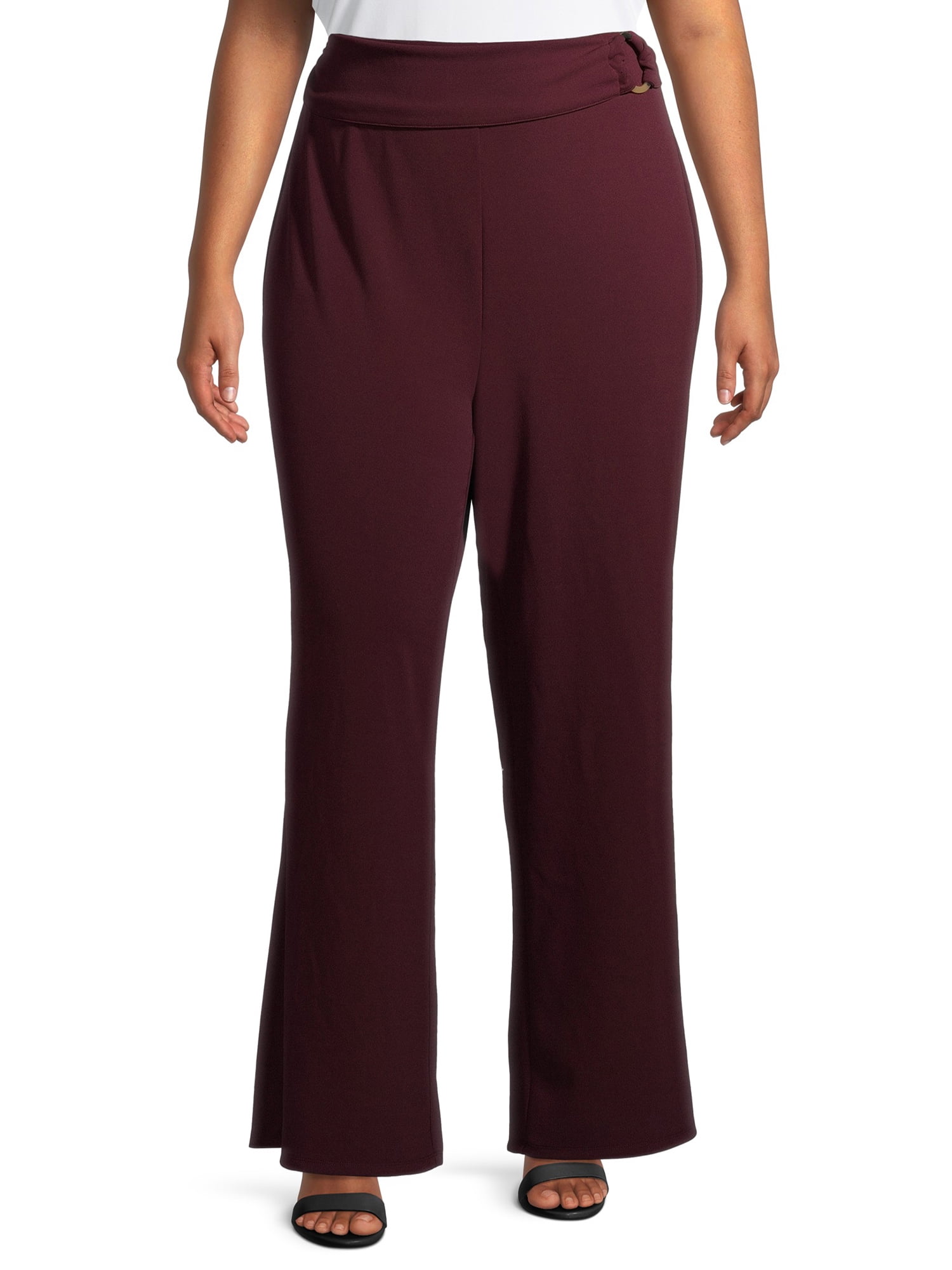 Heart N' Crush Plus Size Solid Wide Leg Pants with Foldover Waist