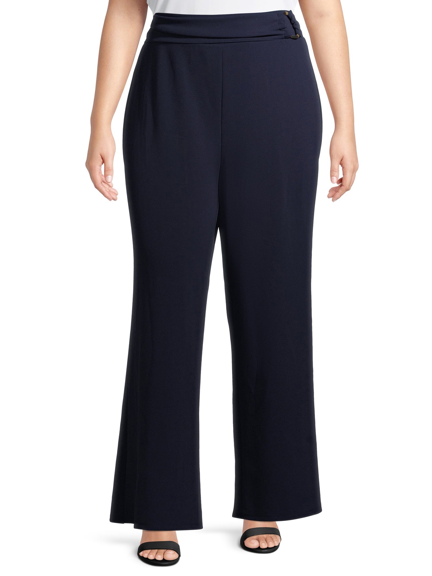 Heart N' Crush Plus Size Solid Wide Leg Pants with Foldover Waist 