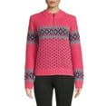 thumbnail image 1 of Heart N Crush Women’s Pattern Zip Pullover Sweater, 1 of 5