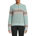 thumbnail image 1 of Heart N Crush Women’s Pattern Zip Pullover Sweater, 1 of 5