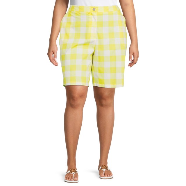 Heart N' Crush Women's Plus Size Gingham Skimmer Shorts