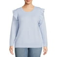 thumbnail image 1 of Heart N' Crush Women's Plus Size Ruffle Sleeve Sweater, 1 of 5