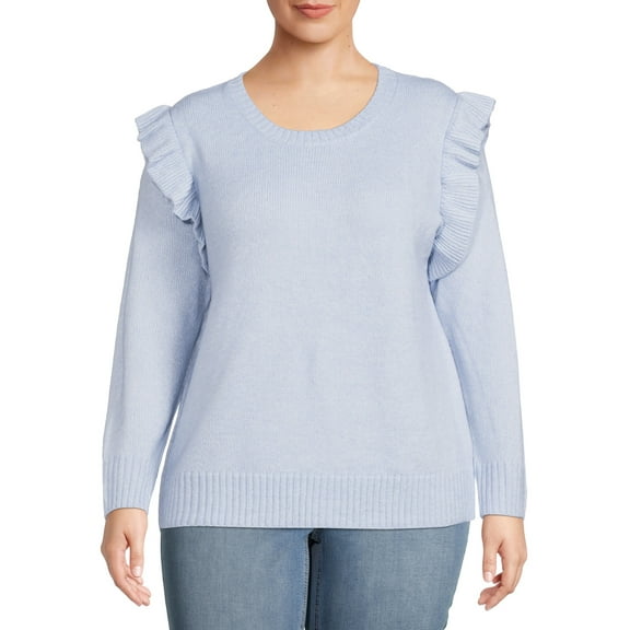 Heart N' Crush Women's Plus Size Ruffle Sleeve Sweater