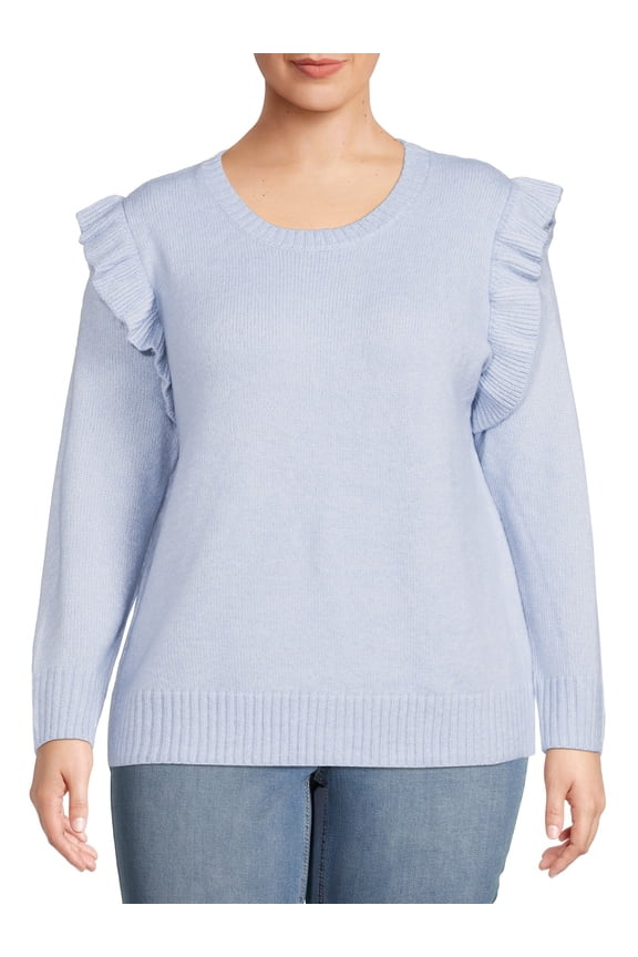 Heart N' Crush Women's Plus Size Ruffle Sleeve Sweater