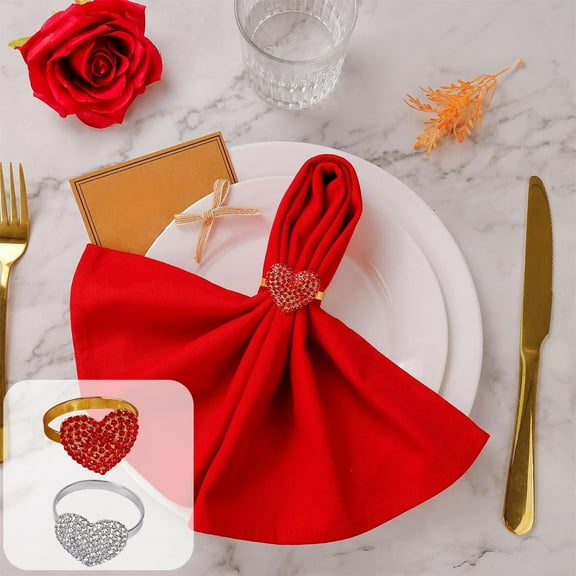 Heart Napkin Ring,Romantic V-Day Decor,Cute Glass Accent,Holds Napkins Securely,Table Centerpiece,Dinner Party Setting,Wedding Table Accent,Kitchen Tableware,Elegant Glass topliu | Alloy,Gold