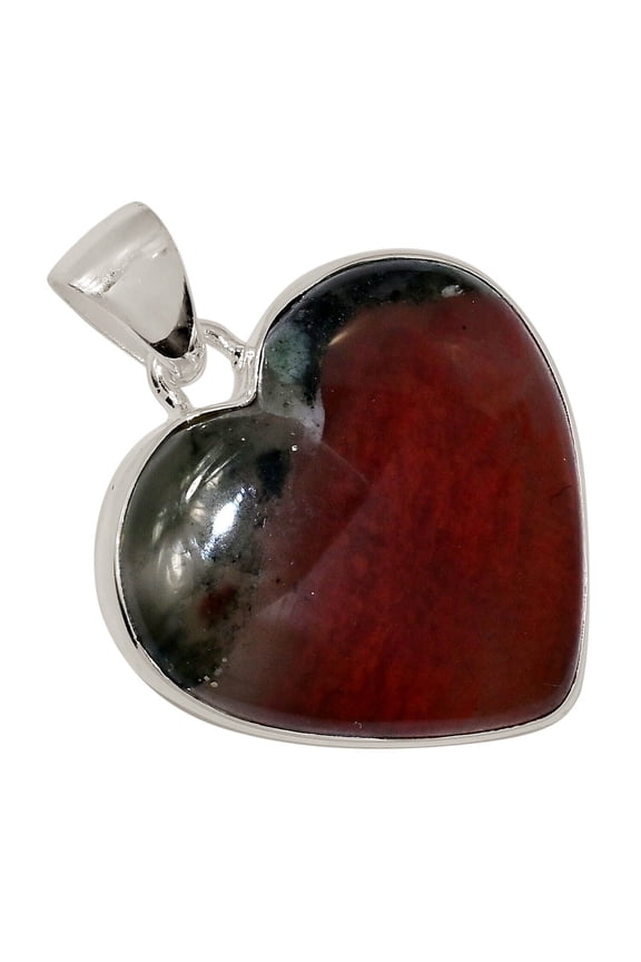 Heart - Natural Blood Stone - India 925 Silver Pendant Jewelry ALLP-28765