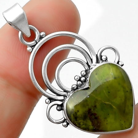 Heart Natural Chrome Chalcedony 925 Sterling Silver Pendant Jewelry P-1541 SDP111519