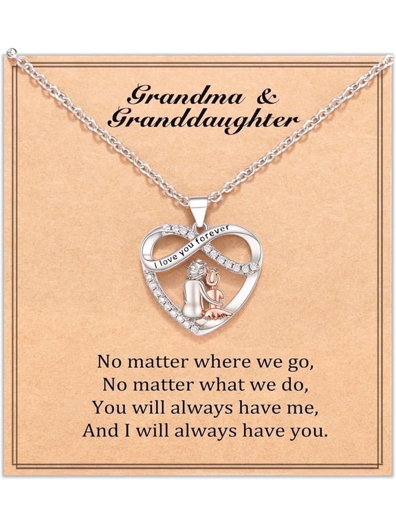 Heart Necklace Jewelry Gift for Grandma and Granddaughter