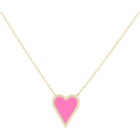 Heart Necklace for Women Trendy Preppy Jewelry Gold Plated Love Heart Pendant, Heart Paperclip Chain Necklace Cute Heart Necklaces Birthday for Women Dainty Jewelry[u1354]