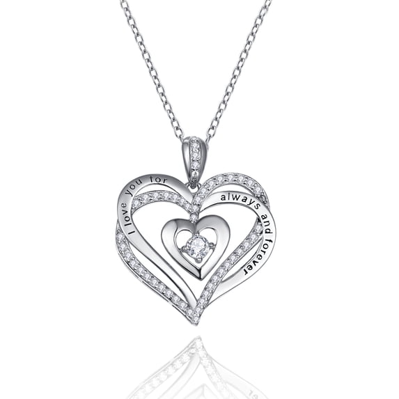 Heart Necklace for Women,925 Sterling Silver Forever Love Heart Necklace Pendant, Birthday Christmas Gift for Women