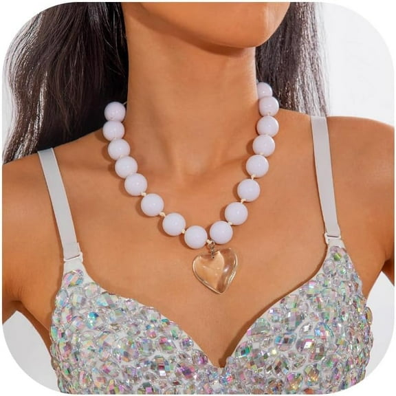 Heart Necklace for Women Puffy Heart Necklace Y2k Heart Choker Necklace for Women Gold Silver Heart Necklace Valentines Day Outfit Dress Gifts