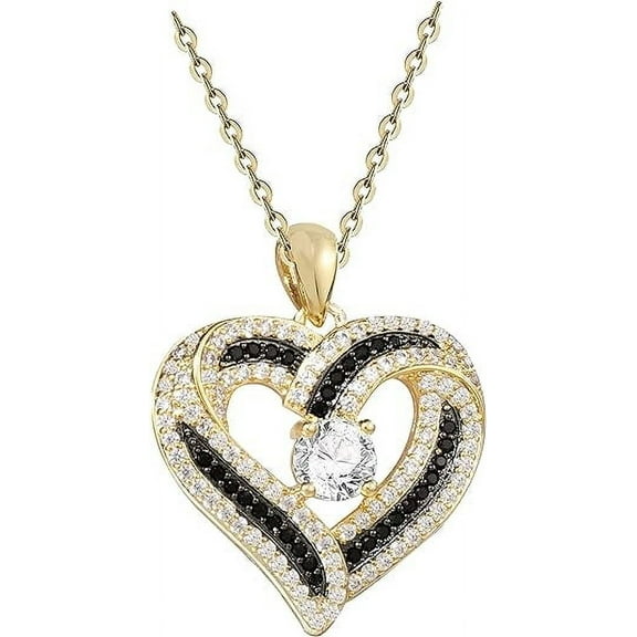 Heart Necklace for Women Sterling Silver Diamond Heart Pendant Necklaces for Women Cubic Zirconia Heart NecklacesGold
