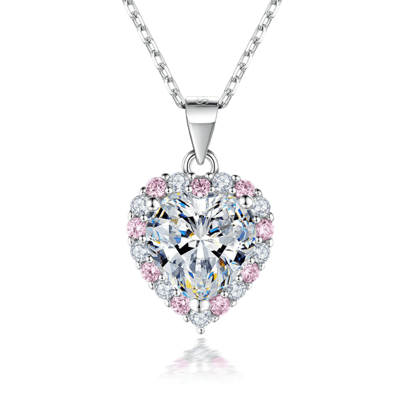 Heart Necklace with Cubic Zirconia,S925 Sterling Silver Love Heart Pendant Necklace for Women,Best Jewelry Gift for Valentine Girlfriend