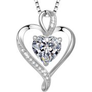LAVUMO Heart Necklaces for Women 925 Sterling Silver Pendant Necklace Rose Gold White Gold/14K Gold Plated Love Necklace for Her Girlfriend Wife Valentines Day Birthday Women Jewelry Gifts 18"+2"