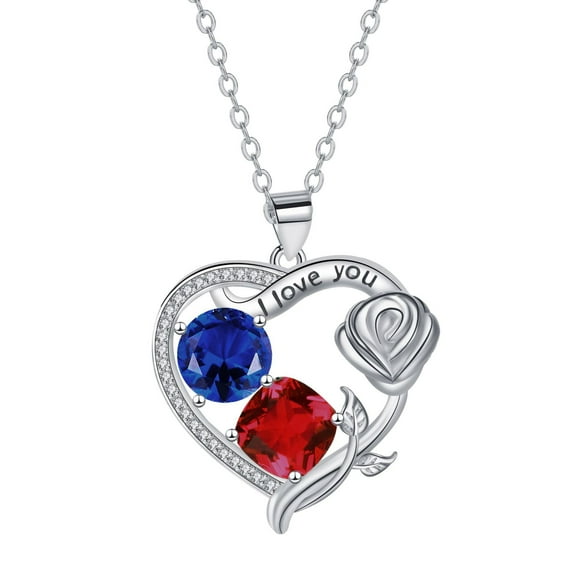 Heart Necklaces for Women Birthstone Necklace for Women With 2 Birthstones Womens Jewelry Customized Pendant Necklace Gifts For Women Wife Mom