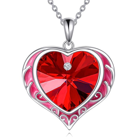 Heart Necklaces for Women July Birthstone Necklace Heart Austrian Crystal Jewelry