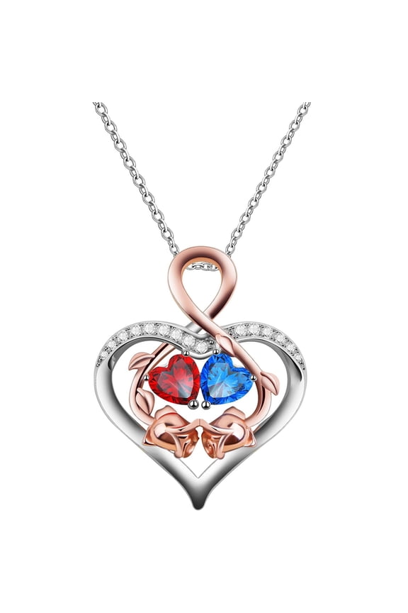 Heart Necklaces for Women Sterling Silver neckalace with Birthstone Womens Jewelry Diamond Customized Pendant Necklace Ideal Gifts for