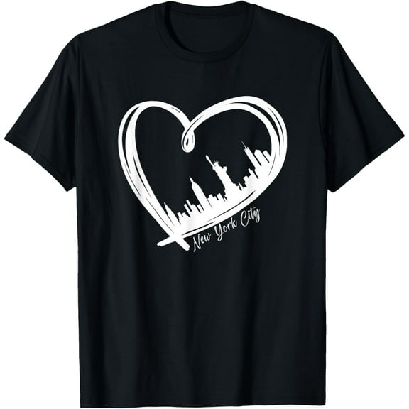 Heart New York City Skyline I Love NY Retro T-Shirt men and women can wear, black, white, gifts