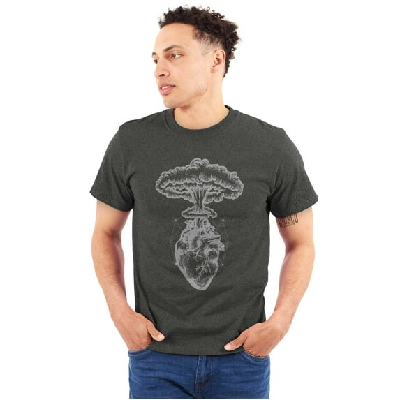 Heart Nuclear Explosion Symbolic Plus Size Crewneck Graphic Tee Shirt Brisco Brands 5X