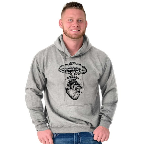 Heart Nuclear Explosion Symbolic Unisex Plus Fleece Graphic Hoodie Brisco Brands 4X