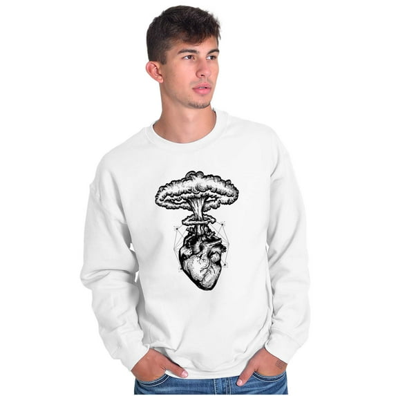 Heart Nuclear Explosion Symbolic Unisex Plus Fleece Graphic Sweatshirt Brisco Brands 2X