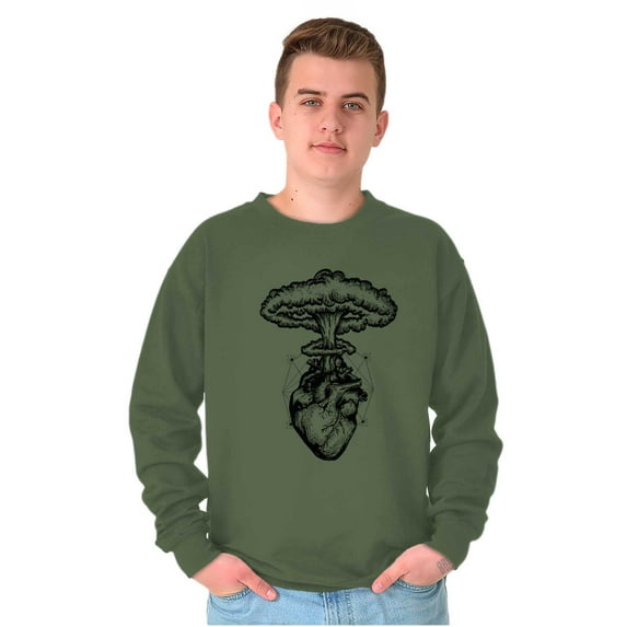 Heart Nuclear Explosion Symbolic Unisex Plus Fleece Graphic Sweatshirt Brisco Brands 3X