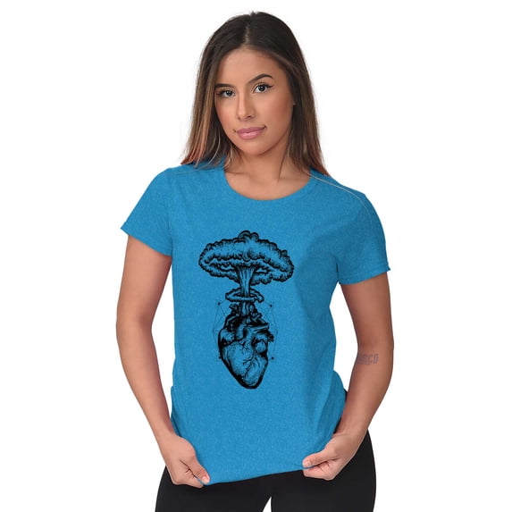 Heart Nuclear Explosion Symbolic Womens Fitted Plus Size Graphic Tee Brisco Brands 2X