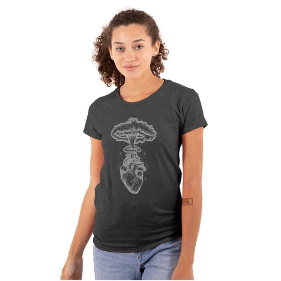 Heart Nuclear Explosion Symbolic Womens Fitted Plus Size Graphic Tee Brisco Brands 3X