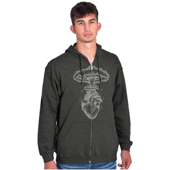 Heart Nuclear Explosion Symbolic Zip Up Hoodie Men's Women's Brisco Brands M