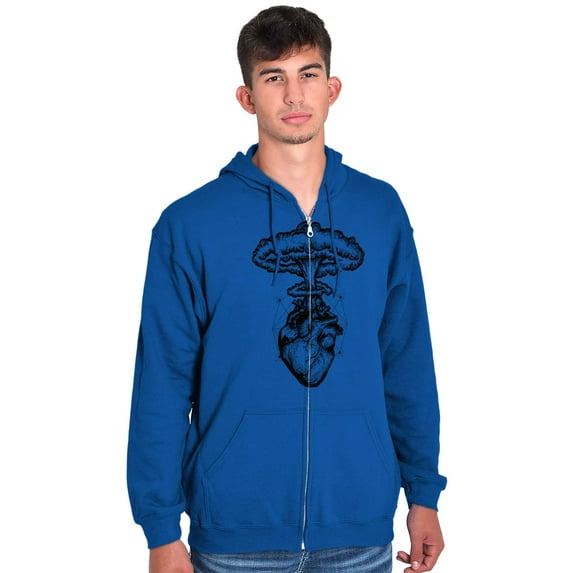 Heart Nuclear Explosion Symbolic Zip Up Hoodie Men's Women's Brisco Brands M
