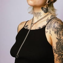 Heart O Ring Slip Chain Necklaces for Women Stainless Steel Cuban Chain Heart Necklace Punk Rock Collar Necklace Handmade Adjustable Lariat Y Necklace Jewelry for Men