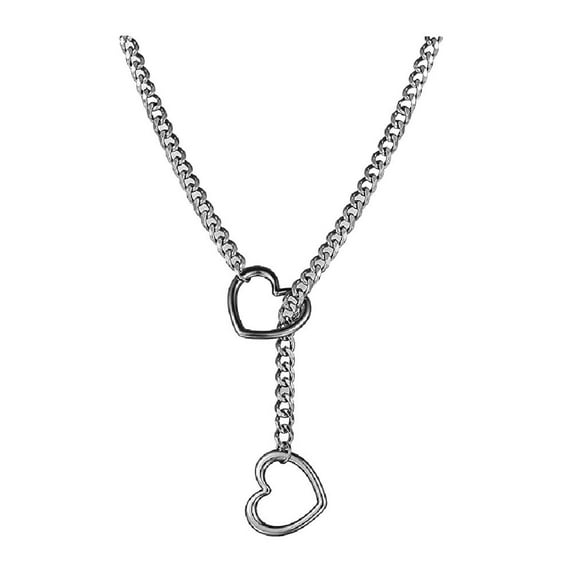 Heart O Women Slip Chain Necklace Punk Rock Stainless Necklace Steel Cuban F9R5