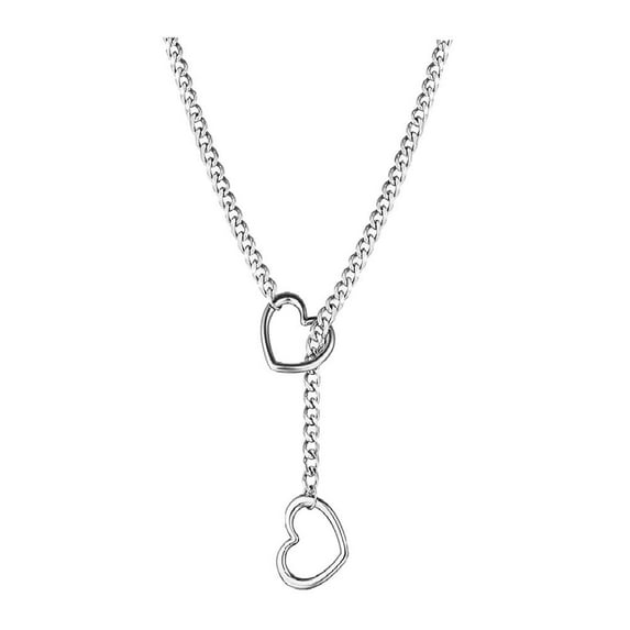Heart O Women Slip Chain Necklace Punk Rock Stainless Necklace Steel Cuban R7W6