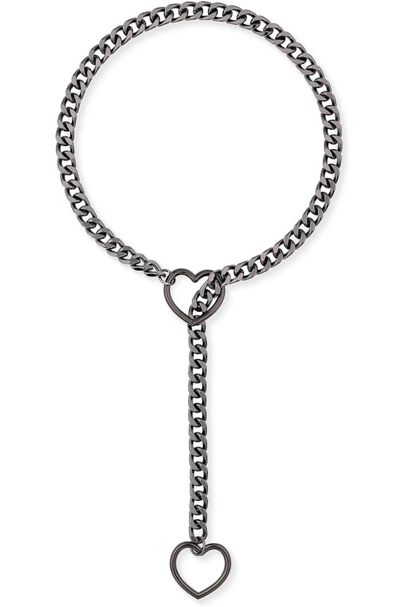 Heart O-ring Slip Chain Necklace For Women, Handmade Punk Gothic Cuban Necklace Jewelry Adjustable Lariat Y-Necklace