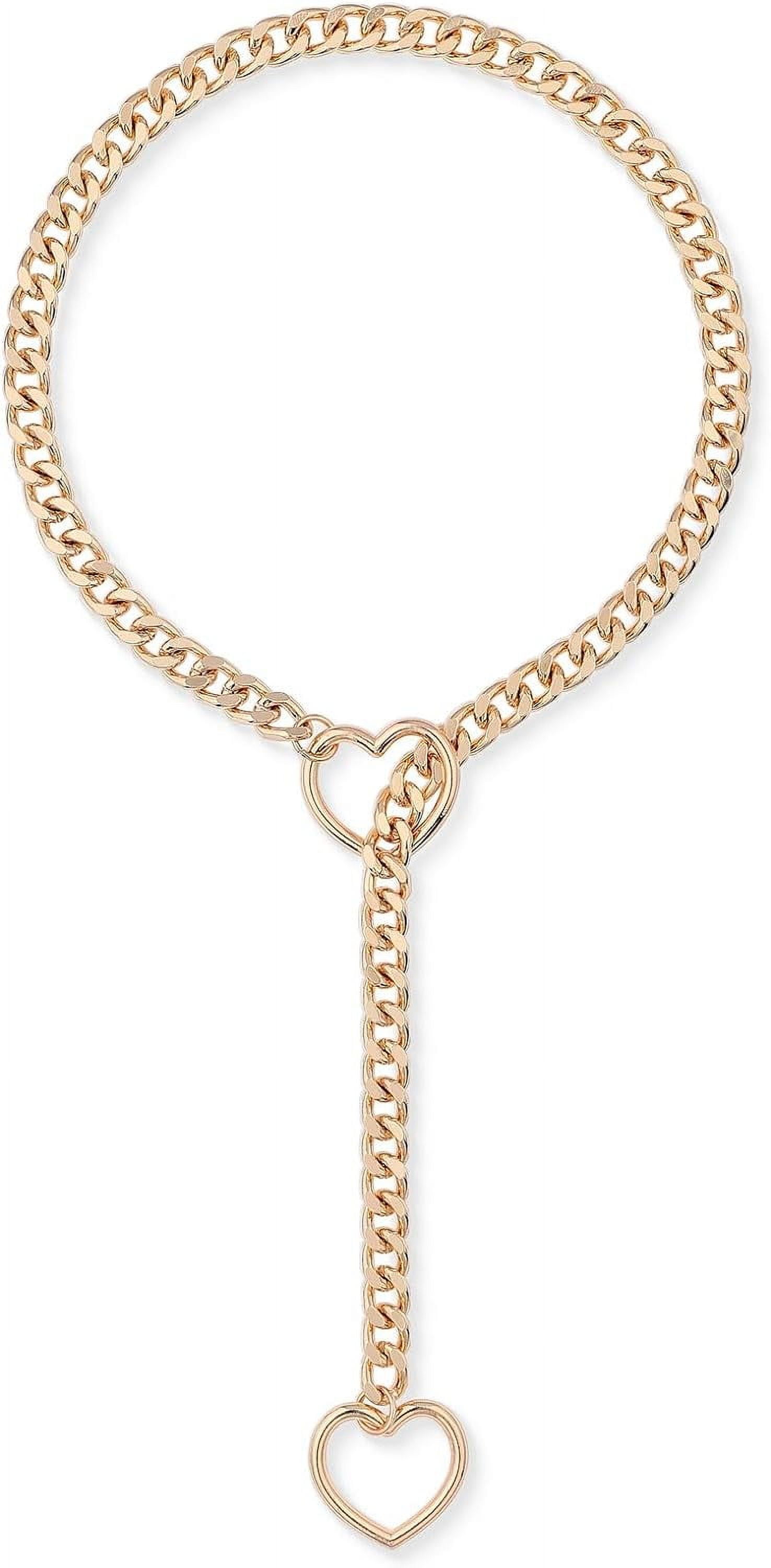 Heart O-ring Slip Chain Necklace For Women, Handmade Punk Heart O-ring Slip Chain Necklace For Women, Handmade Punk
