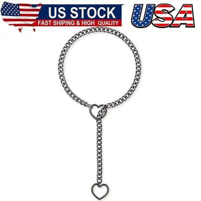 ADEMISHIA Heart O-ring Slip Chain Necklace For Women, Handmade Punk Gothic Cuban Necklace Jewelry Adjustable Lariat Y-Necklace (Black&Silver, 24