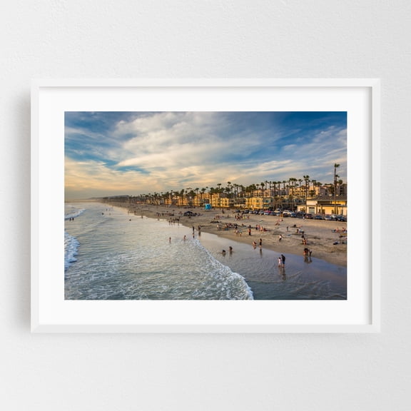 The Heart of Oceanside - Oceanside California Photography Beach Coast Ocean Palm Tree Coastal Sunset Landscape White Framed Wall Art Print 5 x 7 inches